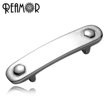 REAMOR Polishing Hole Size 5*2mm 316l Stainless Steel Shoulder Pole European Beads Charms Fit DIY Flat Leather Bracelet Men